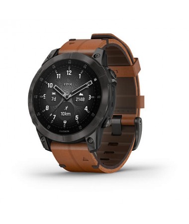 Epix 2 Sapphire - Black/Carbon Gray DLC Titan. with Chestnut leather, black silicone band 010-02582-30