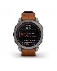 Garmin fēnix 7, Sapphire Solar Titanium with Chestnut Leather Band (includes graphite silicone band)010-02540-31