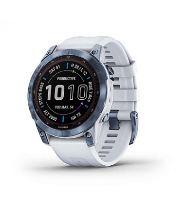 Garmin fēnix 7 Sapphire Solar Mineral Blue DLC Titanium with Whitestone Band,010-02540-25 