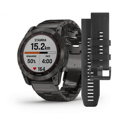 Garmin fēnix 7X,Sapphire Solar Carbon Gray DLC Titanium with Titanium Band (+ bl. silicone band) 010-02541-27